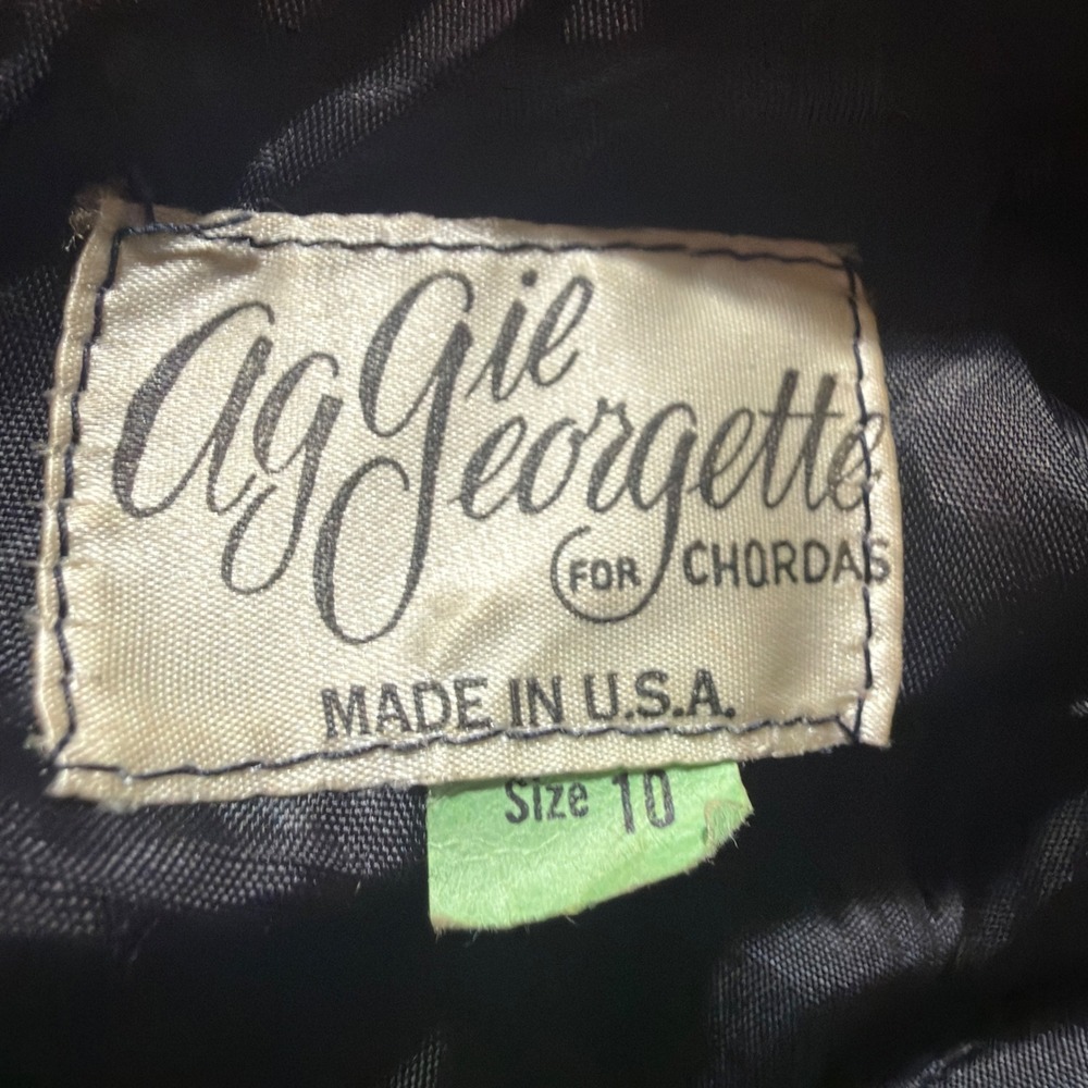 Vintage Aggie Georgette Chordas Black Leather Godet Maxi Skirt 10 USA 80s - Picture 7 of 11